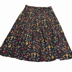 Christopher & Banks Brown Floral Midi Skirt Cottagecore Boho Size 14